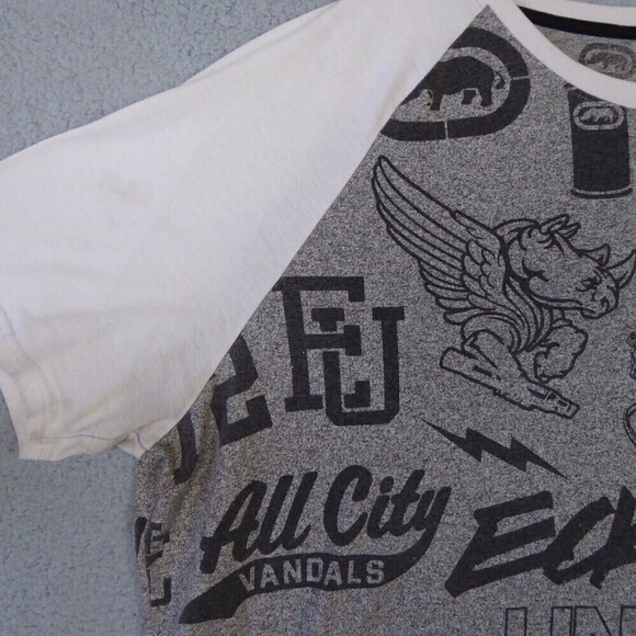 Ecko Unltd Shirt Men's 4XL Gray White Short Sleeve Streetwear Casual AOP - Picture 5 of 12
